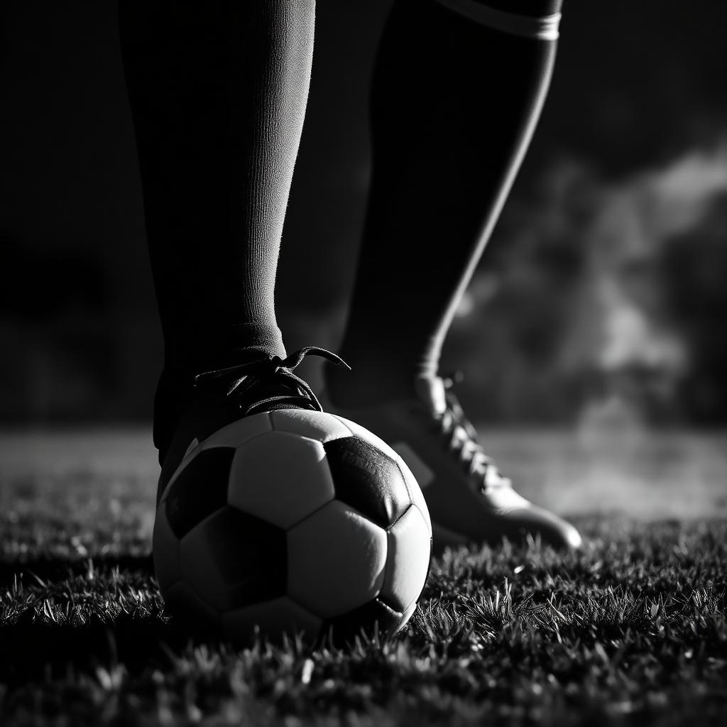 Footballer boots resting on a ball